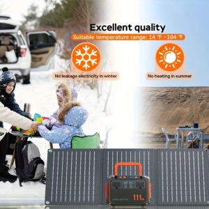 150W/300W Portable Camping Power Station 88.8Wh/111Wh/240Wh With 30/60W Solar Panel Or 88.8Wh/240Wh.with 2*AC/USB-C PD/USB QC3.0/DC Output, LED Emergency Power Light For Outdoor Camping, RV Traveling, Emergencies For Christmas Gift