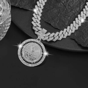 Hip-Hop Rapper Style Ami Cuban Chain Necklace with Synthetic Zirconia-Inlaid Pendant - Golden-Tone Plated Unisex Jewelry for Men & Women, Trendsetter Luxury Accessories, Hip Hop Necklace, Electroplated Metal