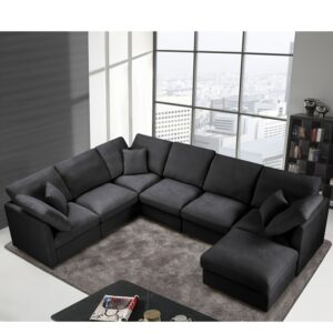 7-seater Upholstered Sectional Sofa, Freely Combinable In Various Shapes, Suitable for Living Room, Meeting Room, Dining Room And Bedroom