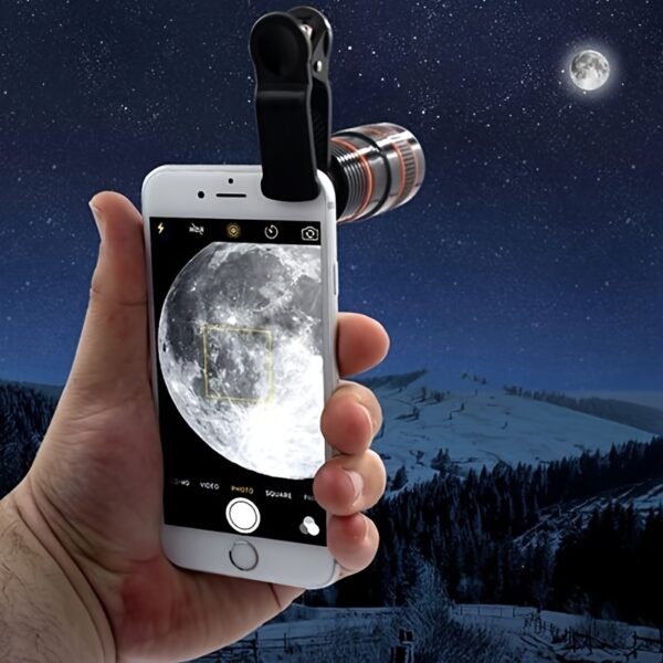 1 high definition 8x optical zoom mobile phone clip-on telescope lens - PVC material, no battery required, enhanced night shooting effect, suitable for star observation and outdoor adventure, portable design, mobile phone zoom lens, astronomical observation accessories