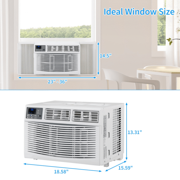 Window air conditioners and tower fans are available for selection, Window AC Units with Mechanical Controls & Easy Install Kit,42 inch Smart Tower Fan with 3 Modes 3 Speeds and Oscillating, ideal for bedrooms, living rooms, offices, small apartments, hotels, White