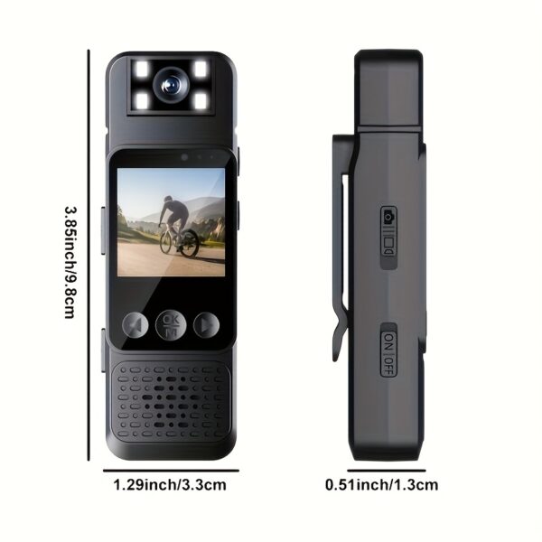1080P Full HD Wearable Sports Camera - Portable Video Recorder with 180° Wide Angle Lens, Battery, Night Vision, USB Rechargeable, Clip-on Design, Keyboard Audio and Video Recording, Suitable for Outdoor Sports and Surveillance Use, with Display Screen and Magnetic Suction