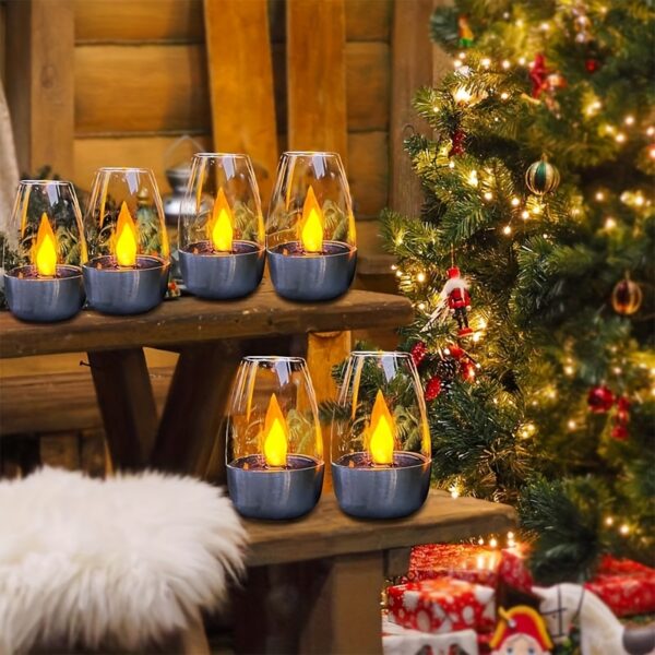 6pcs Flameless Flickering Candles, Outdoor Solar Lights, IP44, LED Decorative Candles Suitable for: Decorate Parties, Weddings, Bars, Home, Dinner Outdoor Picnics