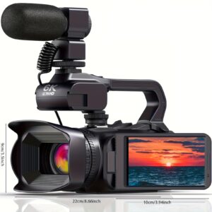6K 64MP Video Camera Camcorder, 18X Digital Zoom IR Night Vision Vlogging, 4.0" Touch Screen Digital Camera with WiFi, Microphone, 64G SD Card, Remote Control, Charger, , Video Recording, Professional Filming, Lightweight Design, Portable Recorder, Highresolution Sensor, Advanced Autofocus, Journalists, Photographers
