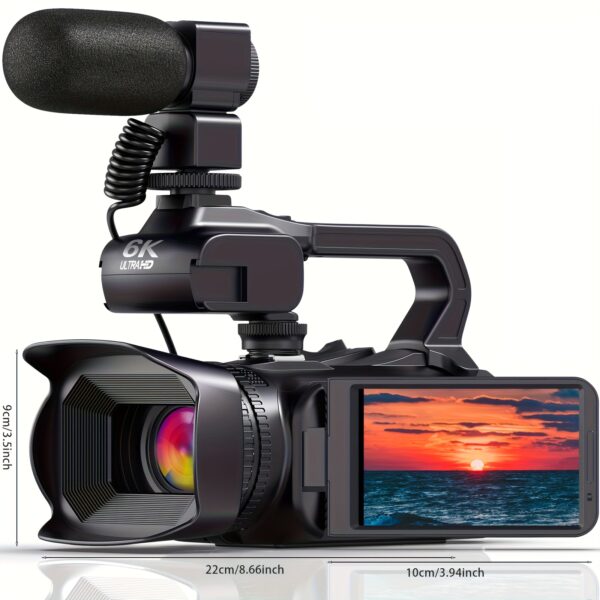 6K 64MP Video Camera Camcorder, 18X Digital Zoom IR Night Vision Vlogging, 4.0" Touch Screen Digital Camera with WiFi, Microphone, 64G SD Card, Remote Control, Charger, , Video Recording, Professional Filming, Lightweight Design, Portable Recorder, Highresolution Sensor, Advanced Autofocus, Journalists, Photographers