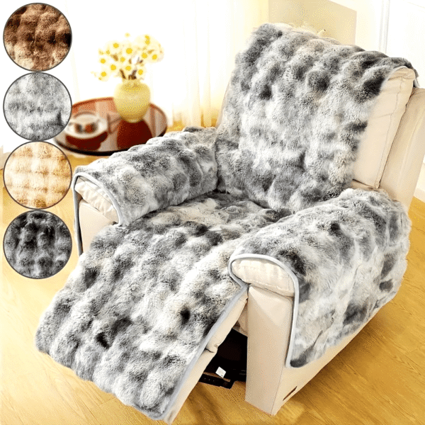 Boho Style Polyester Armchair Sofa Cover - Pet Friendly, Machine Washable Throw Design With Gradient Bubble Rabbit Fur Plush - Bohemian Chic Single Seat Cushion Cover Compatible With Armchairs.