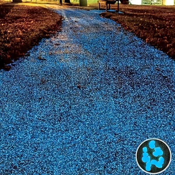 300/500/1000pcs Glow In The Dark Rocks Blue | Solar Powered Outdoor Garden Pathway Stones, Non-Toxic Glowing Pebbles for Yard Walkway Decor, Landscape Lighting Stones