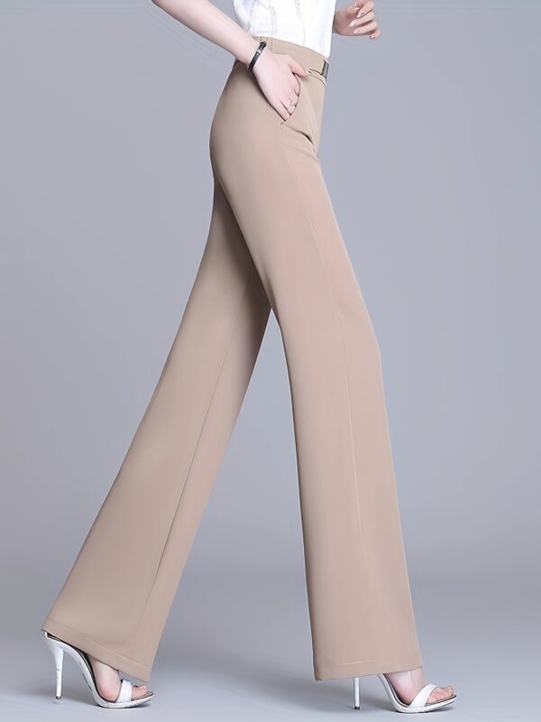 [Elegant Pants] Lightweight Women's High-Waisted Wide-Leg Pants | Elastic Waistband, Loose Fit Straight Leg Trousers - Sliky Fiber Fabric for Spring Summer Fall, Casual Elegant Solid Color