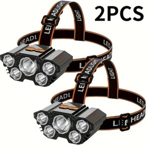fa305ae6-dd3f-4f4f-bbf0-70a2cc96918d.jpg 1/2pcs Multi-Purpose 5LED Headlight Flashlight Outdoor USB Charging Fishing Headlight Strong Light Four Mode Headlight Flashlight for Camping, Work, Maintenance, Car Maintenance, Decoration