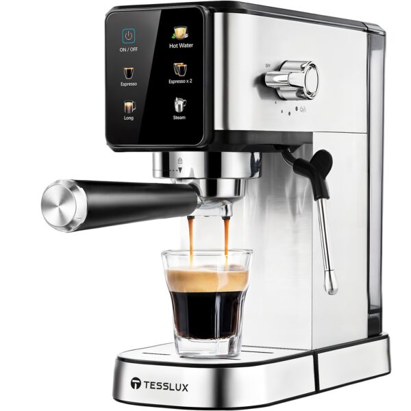fa415a0c-f620-4520-8794-eb075107fe46.jpg Tesslux Espresso Machine 20 Bar, Dual Boiler Coffee Maker With Touch Control, Compact Espresso Maker For Home, Milk Frother Wand For Cappuccino & Latte, Coffee Bar Accessories, Coffee Mug