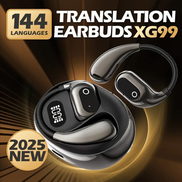 AI Translation Earbuds 2025 | Real-Time AI Translating, 199 Language Support, LED Power Display, Type-C Charging, Touch Control & Open-Ear Design – Compatible with All Smartphones for Meetings, Sports, Travel, Gaming – Stylish Gift-Ready Design