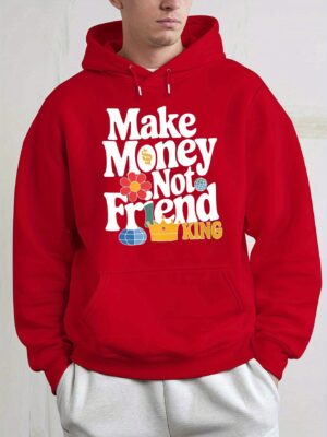 Men'S Hooded Sweatshirt - Make Money Not Friends Motivational Graphic - Bold Yellow Hoodie for Everyday & Formal Wear - Plus Size Friendly Casual Streetwear - Durable Fall/Winter/Spring Outerwear, Essential Hoodie, Autumn Winter Apparel, Plush Fabric, Fall Fashion, Trendy Design, Comfortable Material, Unisex Apparel, Street Style Lovers, PLUS SIZE