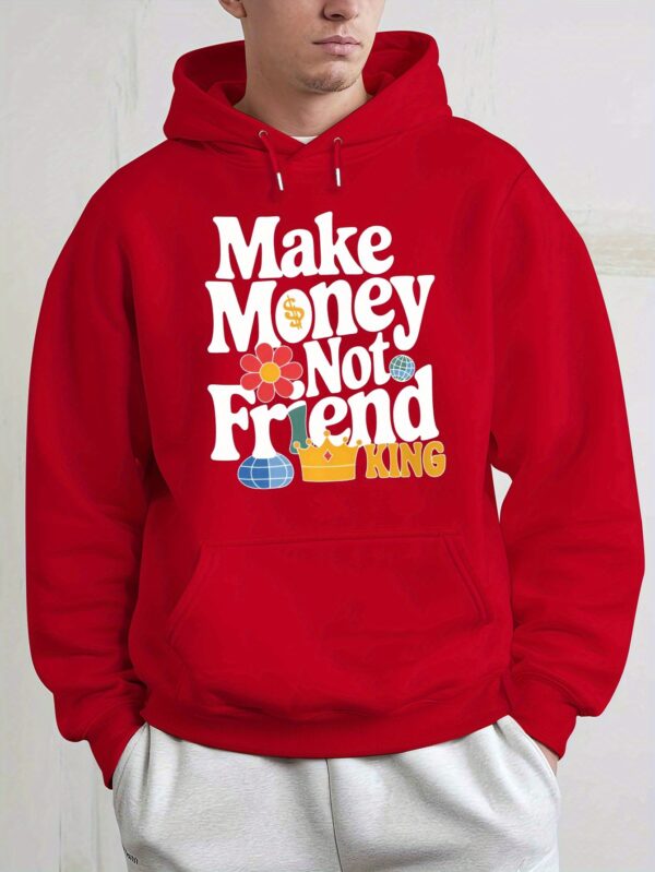 Men'S Hooded Sweatshirt - Make Money Not Friends Motivational Graphic - Bold Yellow Hoodie for Everyday & Formal Wear - Plus Size Friendly Casual Streetwear - Durable Fall/Winter/Spring Outerwear, Essential Hoodie, Autumn Winter Apparel, Plush Fabric, Fall Fashion, Trendy Design, Comfortable Material, Unisex Apparel, Street Style Lovers, PLUS SIZE