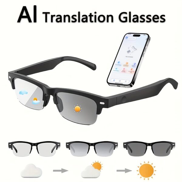 The New AI Smart Glasses Support Real-time Translation In 160 Languages. These Smart Translation Glasses Are Equipped With Built-in Microphones And Speakers, Have Physical Color-changing Lenses, And Can Be Charged By Magnetic Attraction. They Are Suitable For Both Men And Women And Are Ideal For Comfortable Cycling, Safe Driving, Fun Fishing, Relaxing Travel, And Daily Office Use.