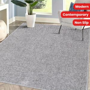 1 pc, Indoor Modern Living Room Area Rug Washable Bedroom Rugs Solid Rugs Contemporary Non Slip Throw Carpet for Dining Room Large Floorcover Mat for Home Decor Long Runner Rug for Laundry Bathroom Kitchen, Light Grey