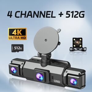 Car Dash Cam with 24-Hour Parking Monitoring Support, Free 32GB Memory Card Included. It'S a 4-Channel Full HD 1080P Dash Cam, Equipped with a 170° Wide-Angle Lens, 8 IR Lights, And a Super Night Vision Black Box.