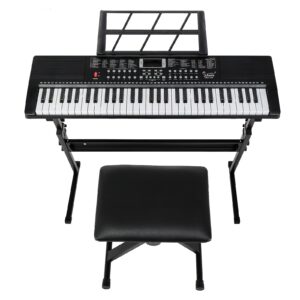 fcf6328c-cbf0-4280-8086-358627bb2fb8.jpg 61-Key Electric Keyboard Set with Accessories, H-Type Piano Stand, Portable Design for Home Practice, Beginners & All Experience Levels, Classic Black - Ideal Birthday/Festival Gift for Music Lovers, Includes 200 Tones, 200 Rhythms, 60 Demo Songs, and Learning Function, Music Learning Tool | Modern Keyboard | Durable Construction, Keyboard Piano