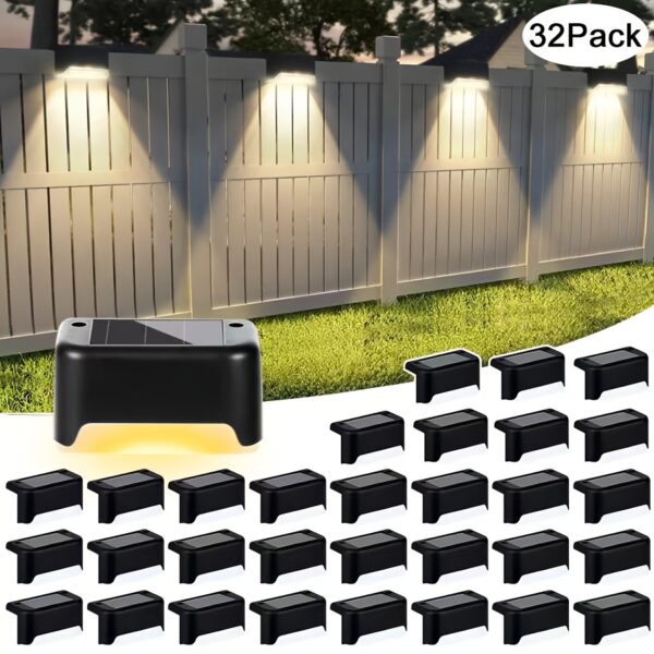 fd4d36c5-3d4c-40ef-bf87-c0240e16d7c8.jpg 32 Pack Solar Step Light, Outdoor Step Light, LED Solar Light For Outdoor Stairs, Steps, Fences, Terraces, Yards, Railings, Garden Backyards And Paths, Rail Decoration, Auto-On/Off, Durable
