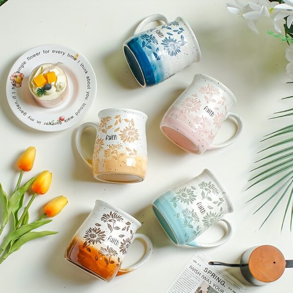 [Simple Ceramic Mug] High Quality Ceramic Mug | 600ML Large Capacity Coffee Cup, Fresh and Simple Style, Suitable for Milk Coffee Fruit Tea Juice, Ideal for Holiday or Valentine's Day Gift