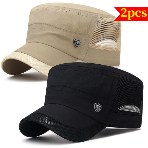 [Quick-Dry Hats] 2pcs Quick-Dry Men's Sun Protection Hats | Breathable Mesh, Lightweight, Adjustable Buckle Closure, Ideal for Outdoor Activities