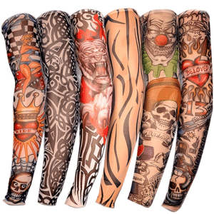 6pcs Cycling Sports Tattoo Sleeves, UV Cool Arm Sleeves, Cycling Running Arm, Warmer Sport Elastic Oversleeve Arm Warmers