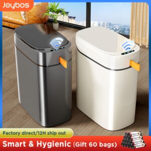 Joybos 3.5 Gallon Automatic Motion Sensor Trash Can with Lid - Type-C Rechargeable Touchless Garbage Bin, Auto-Sealing Expandable Bags (60 Included), Slim Space-Saving Design for Bathroom, Kitchen, Office, RV - White, Bathroom Trash Can, Office Sanitation, Kitchen Waste Disposal, Modern Waste Bin, Sleek Waste Bin, Abs Construction, Smooth Surface, Durable Construction, Home Organization