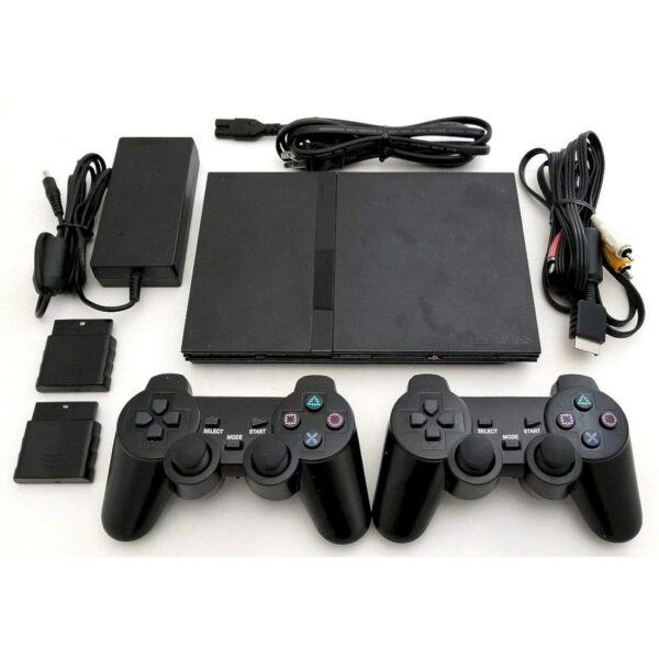 Sony PS2 SLIM Game System Gaming Console with 2 WIRELESS CONTROLLERS PLAYSTATION-2 (Renewed) [video game]