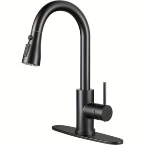 ff4ee579-21a2-405a-834b-b5e890a6eb81.jpg Modern Stainless Steel Kitchen Sink Faucet with Pull-Down Sprayer, High Arc Single Handle, 1 or 3 Hole, Ceramic Valve, Brushed Finish, No Battery Needed, for Farmhouse, Campervan, Laundry, Kitchen Faucet