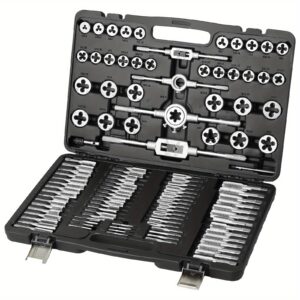 Happybuy Tap and Die Set, 110pcs Include Metric Size M2 to M18, Bearing Steel Taps and Dies, Essential Threading Tool for Cutting External Internal Threads, with Complete Accessories and Storage Case