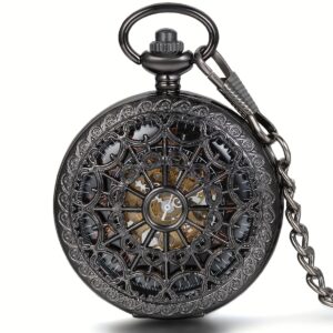 Jewelrywe Gothic Mechanical Pocket Watch - Hand-Winding Skeleton Pocket Watch with Chain, Black Spider Web & Roman Numerals, Vintage Steampunk Case for Women's Timepiece, Pocket Watches For Men, Vintage Pocket Watch, Pocket Watch Vintage, Vintage Watch, Pocket Watch For Men, Pocket Watch For Women, Pocket Watches For Women, Gothic Pocket Watch, Necklace Watch, Pocket Watch Gothic, Vintage Pocket Watches, Watch Necklace For Women, Gothic Watch, Pocket Clock, Vintage Pocket