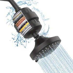 [20x Filter Shower Set] 20x Filter Heavy Shower Filter Set | Universal Multi-Level Shower Head Filter and 5-Mode High-Pressure Shower Head (4 inches) Reduces Chemicals, Chlorine and Odors
