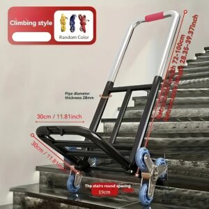 1pc Heavy Duty Folding Hand Truck with Adjustable Buckle Gear, Stair Climbing Wheels, and Portable Lift Hand Truck for Transporting and Shopping, Foldable Hand Truck