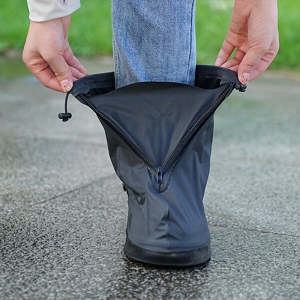 1 Pair Lightweight Elastic Rain Shoe Covers - Quick-Dry Non- Fabric, Zipper Closure, Snug Fit for Boots/Shoes - Ideal for Travel, Commute, Gardening, Hiking - Reusable Shoe Protectors for Adults & Students - Easy Hand Wash Care, Outdoor Gear, Compact Storage, Durable Construction, Outdoor Enthusiasts, Bicycle Shoe Cover, Cycling Shoe Cover, Bicycle Shoe Covers, Shoe Covers For Rain, Gaiter, Rain Overshoe, Rain Shoe Protection