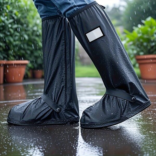 [Waterproof Shoe Covers] Waterproof & Rainproof Unisex Shoe Covers - Adjustable Elastic Straps, Non- Material, White, Keep Your Feet Dry in Wet Conditions, Weatherproof Footwear, Minimalist Shoe Cover, Glossy Finish