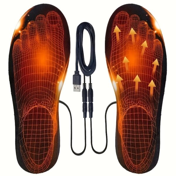 [Comfortable for Cold Weather] Warm USB Foot Heating Insoles | Polyester, 36V or Below, Winter Shoe Accessories, USB Powered